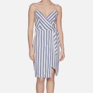 Bcbgeneration Blue And White Striped True Wrap Dress
